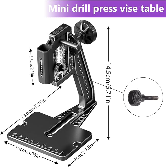 Mini Electric Drill Pen with Benchtop Press, 5-Speed, 10 Small Drill Bits with Aluminium Box, LED Lights, OLED Display, Resin Drill Set For Jewelry Making, Plastic, Wood (SDS ULTRA PLUS)