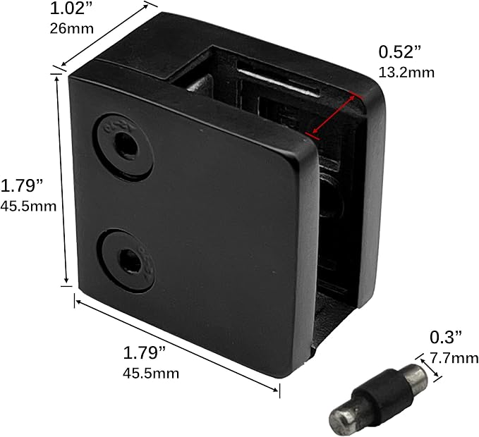 4-Pack Square Glass Clamps, 304 SS, 6-12mm, Black (LIUCHONGYANG99)