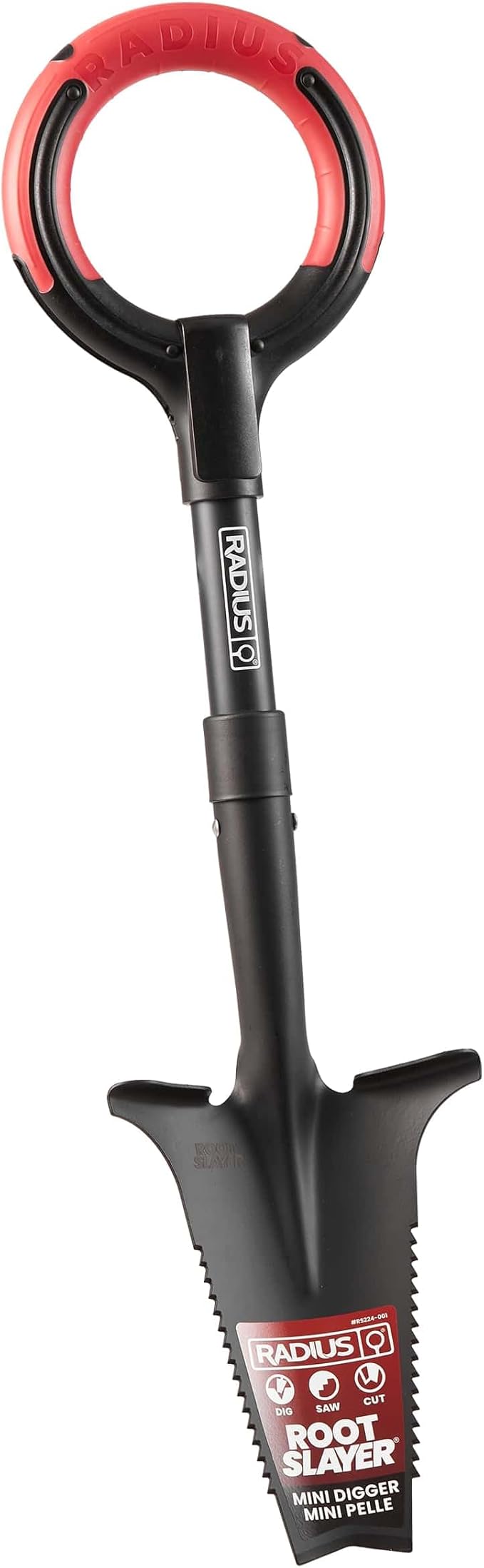 Root Slayer RS224 Mini Digger Garden Shovel for Digging and Root Cutting, Heavy Duty Steel Spade, Black