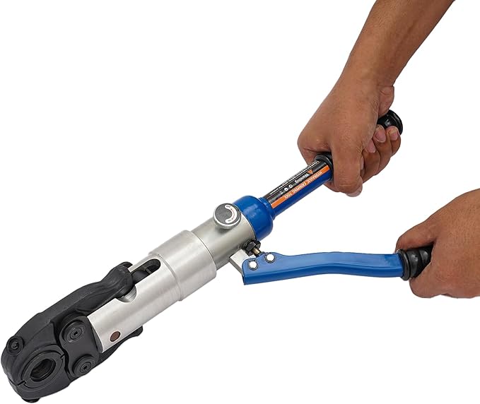 Hydraulic Crimping Tool Kit for Copper Tube Fittings, Compatible with 1/2", 3/4", and 1" Pex Pipe, Ideal for Press Crimping Applications