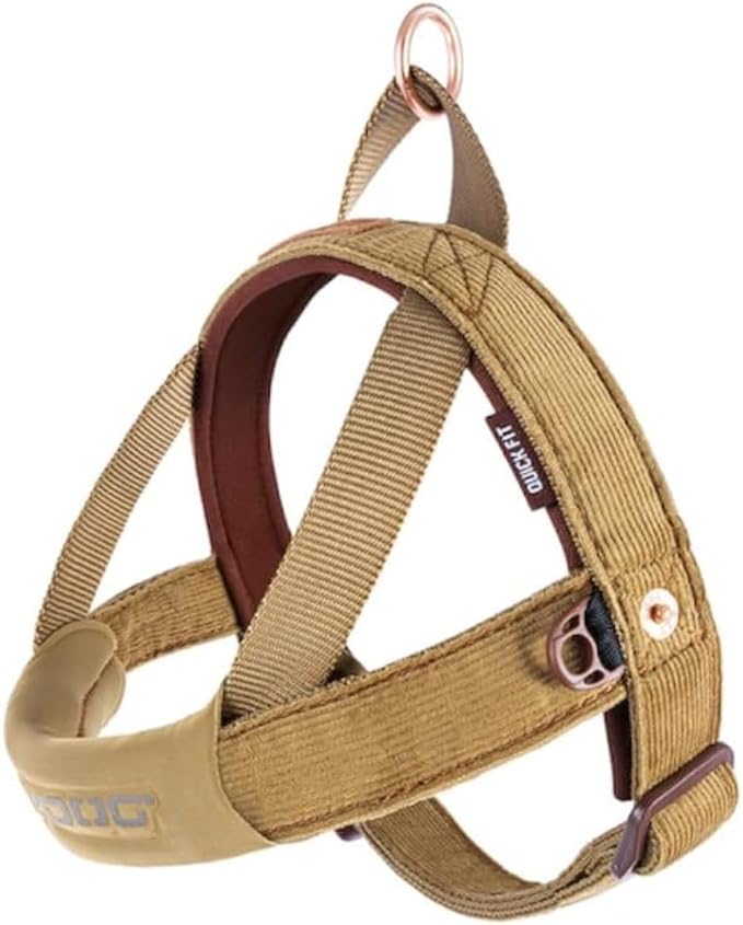 EzyDog Quick Fit Dog Harness, Soft Neoprene Padding - Small, Corduroy | Fast One-Click Buckle, Adjustable Fit, Strong Reinforced Materials, Reflective Stitching, No Pull Dog Harness, Easy Walking