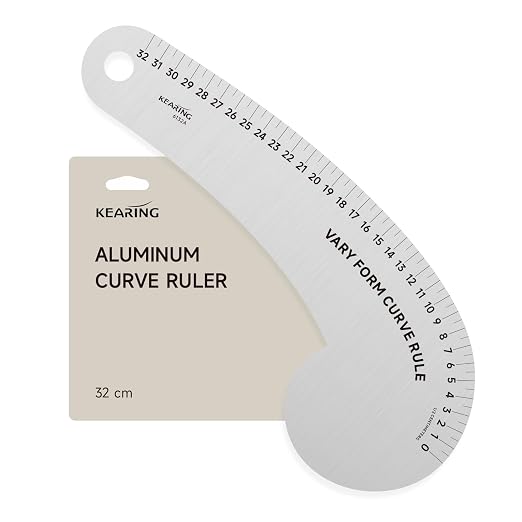 KEARING 32CM French Curve for Pattern Making, Vary Form Curve Ruler for Sewing, Aviation Aluminum Hip Curve Ruler for Measuring Sewing,Fashion Design,Quilting