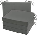 Cozyide Outdoor Chair Cushions, Waterproof Patio Seat Cushions with Adjustable Straps, Square Corner Patio Chair Cushions for Garden, Dark Grey, 18.5x16x3 Inch (Pack of 4)