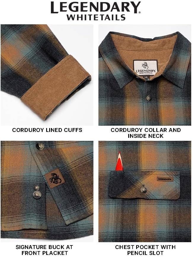 Legendary Whitetails Mens Flannel Long Sleeve Button Down 100% Cotton Shirt