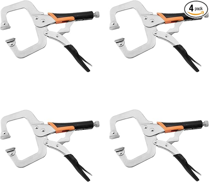 11-Inch C-Clamp Locking Pliers,Heavy Duty Vise Grip Welding Clamp With Swivel Pads for Woodworking,Home,Metalworking,Auto Repair(4 Pack)