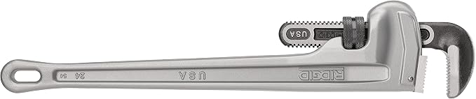 RIDGID 31105 Model 824 Aluminum Straight Pipe Wrench, 24-inch Plumbing Wrench, grey