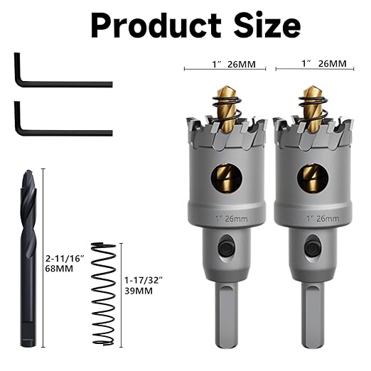Metal Hole Saw 1"(26mm) 2Pcs Set Heavy Duty Tungsten Carbide Tipped Hole Cutters Set with a nitrided Step Drill and L-flench, for Steel Iron,Aluminum,Stainless stell
