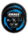 CRALY 7-1/4 Inch 60 Teeth Ultra Fine Finish Wood Cutting Circular Saw Blade, 5/8 Inch Arbor, Carbide Tipped, Thin Kerf, Black Ice™, for Plywood, MDF, OSB, Laminated, 2-Pack(C0760FF-2)