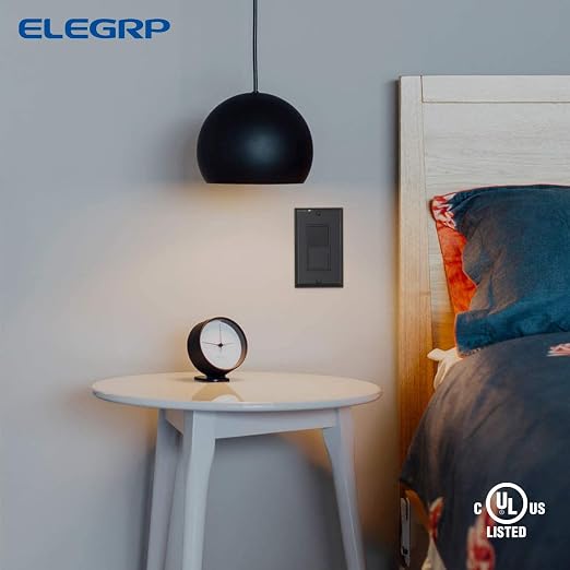 ELEGRP 4 Way Decorative Light Switch, 15Amp, 120-277 Volt, AC Decorator Rocker Paddle Wall Switch Replacement, Self-Grounding, Residential and Commercial Grade, UL Listed (10 Pack, Glossy Black)
