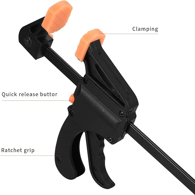 6 Inch Bar Clamps for Woodworking, 2 Pcs Trigger Quick Grip, Mini Clamps for Wood Gluing