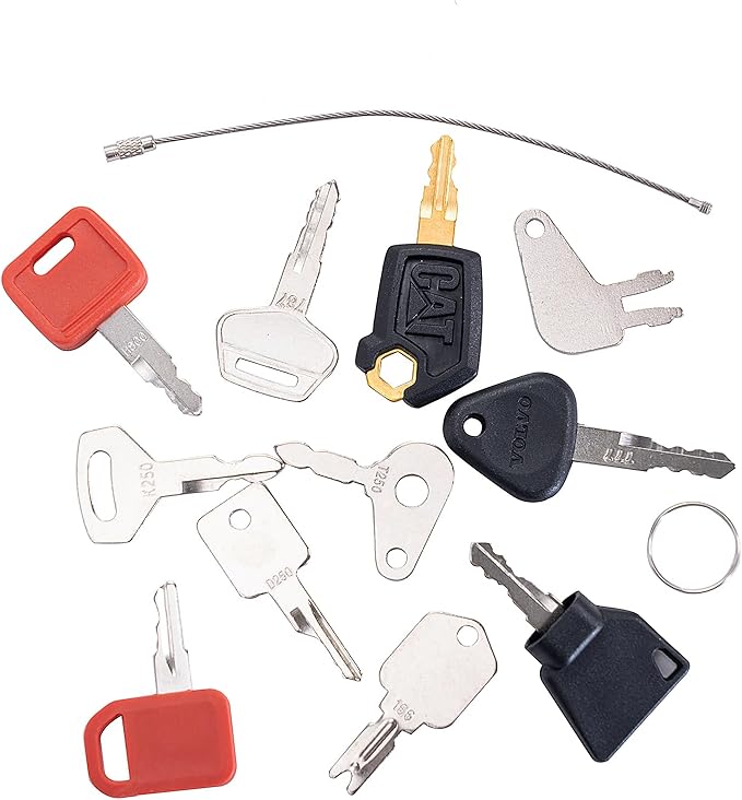 22-Piece Heavy Equipment Key Set: Universal Master Keys for CAT, John Deere, Komatsu, Kubota, JCB, Case, Bobcat, JLG & More – Durable Ignition Keys for Operators