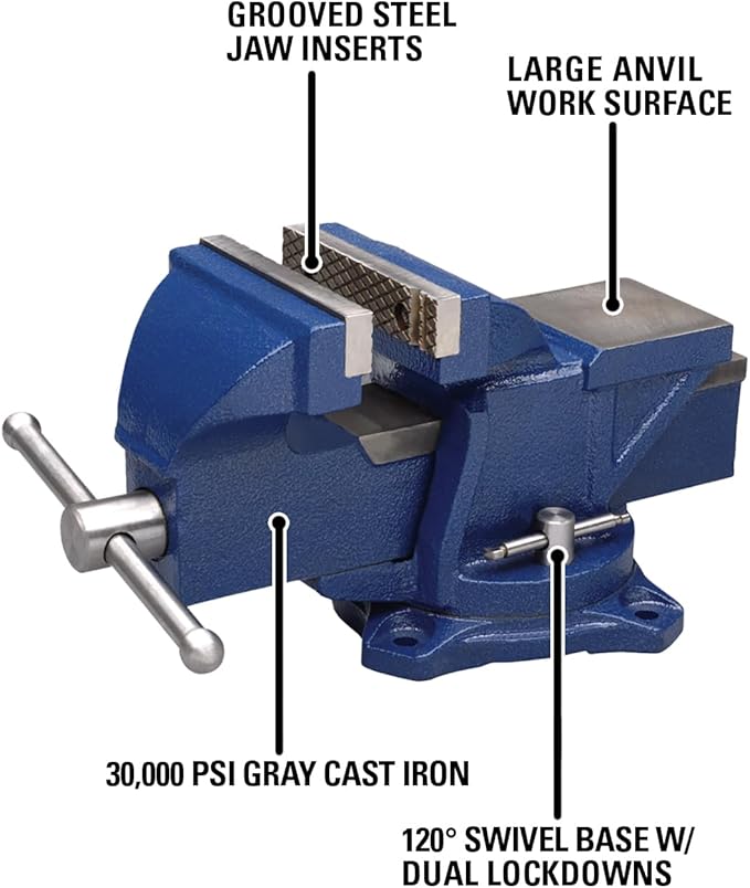 Wilton General Purpose Bench Vise, 4" Jaw Width, 3" Max Jaw Opening, 2-1/4" Throat (11104)