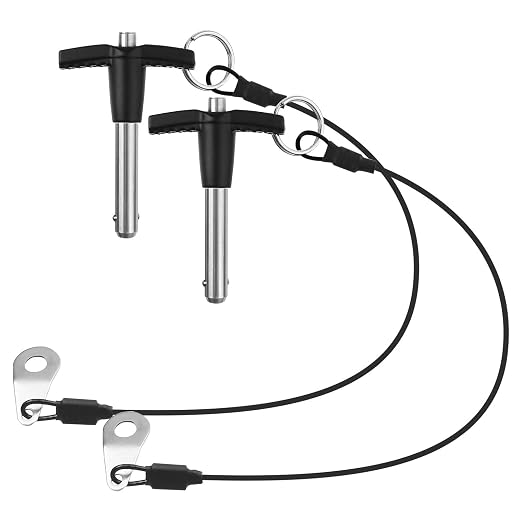 2 Pack T Handle Quick Release Pin 5/16 Inch Diameter,304 Stainless Steel Ball Locking Pin with Push Button Lanyard Usable Length 1.18"(8mm x 30mm)