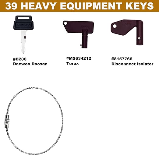 39 Heavy Equipment Keys Master Set, Construction Machine Operator Ignition Key Set for Caterpillar Bobcat JD Case JLG JCB Volvo Hyster Ford New Holland Yanmar Takeuchi Kubota Komatsu Toyota Hitachi