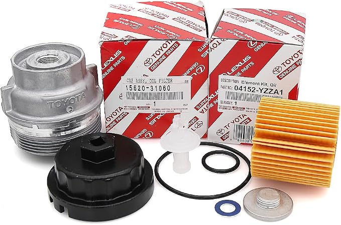 Genuine Engine Oil Filter, Housing Cap Holder, Drain Plug Washer Set w Wrench Removal Replacement Tool