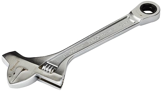 T10001 Mining Adjustable Wrench with Hammer, Chrome Finish, 12"