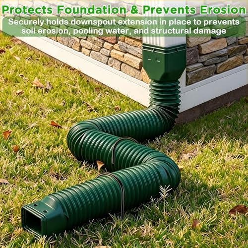 Zhengmy 4 Pcs Rain Gutter Downspout Extension Fixing Pin Downspout Ground Stake Holds Extensions Secure in Wind and Rain, Iron Fits 4" Round Pipes, Easy No Drill Installation