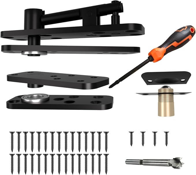 Hidden Door Hinge with Dual Bearing Design - Rotating Silent Invisible Door Hinge Kit for Heavy Duty Secret Door, Perfect for DIY Carpenters & Door Bookcase 580lbs Load-Bearing