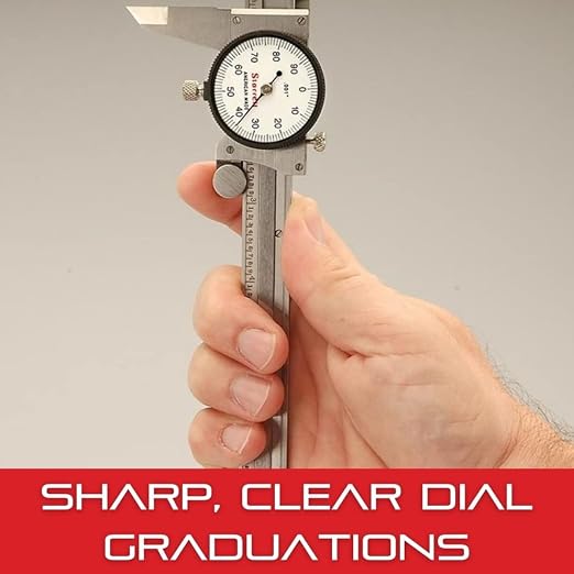 Starrett 120 Series Dial Slide Caliper for Accurate Measurement Without Case - White Face, 0-12" Range, -0.001" Accuracy, .001" Graduation - 120-12