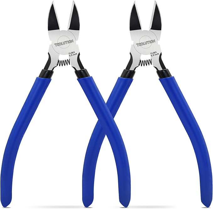 Wire Cutters for Artificial Flowers - 2 Pack Wire Snips 6" Side Cutting Pliers Spring Loaded - Floral Wire Cutter for Jewelry Making Crafting - Small Diagonal Cutters Dikes Set