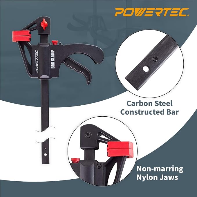 POWERTEC 36" Bar Clamps/Spreaders 12 Pack, Trigger & Ratchet Quick Grip Clamps for Woodworking, Gluing & DIY Projects