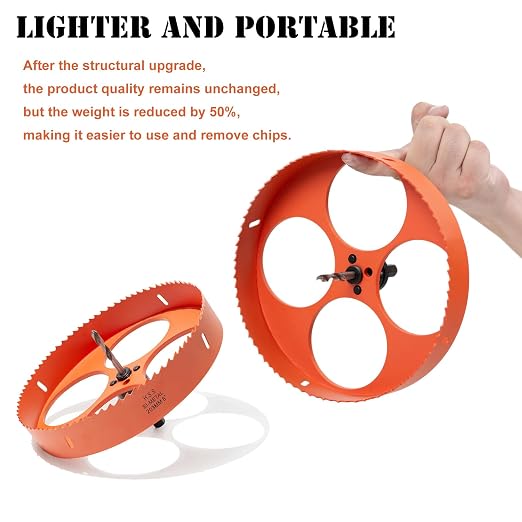 8 Inch Hole Saw with Arbor for Metal Wood Plastic, 8 in Bi-Metal Hole Cutter for Different Project with Smooth and Flat Drilling Edge, Fast Chip Removal，Lighter and Portable