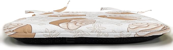 Lunarable Cinnamon Chair Seating Cushion, Floral Pattern with Floating Tasty Rolls Dessert Bakery Themed Pattern, Anti-Slip Seat Padding for Kitchen & Patio, 16"x16", Sand Brown Champagne