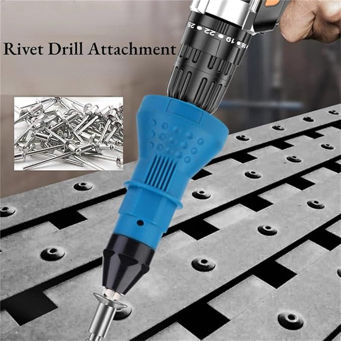 Hilitand Riveting Gun Adapter Electric Rivet Nut Gun Adapter Riveter Gun Adaptor Riveting Insert Nut Power Drill Tool Kit(Blue)