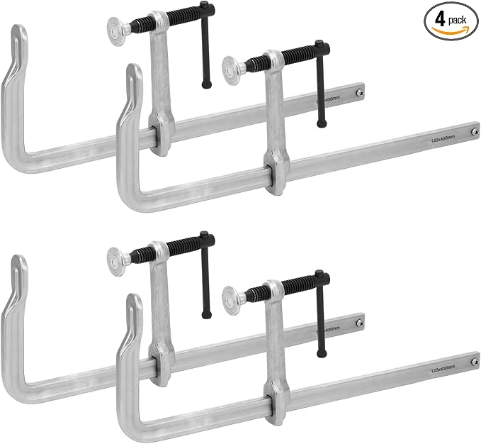 4 Pcs 15-5/8" x 4-3/4" Heavy Duty F Clamps for Welding Max Load Limit 1200lbs Forged Steel Deep Throat Bar Clamp for Woodworking Metalworking DIY Projects
