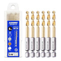 JEFE HEX 6-Piece 3/16" Twist Drill Bits HSS Hex Shank Drill Bit, 135 Degree Easy Cut Split Point for Drilling in Steel, Copper, Aluminum, Zinc Alloy, Wood, Plastic, Quick Change Design.