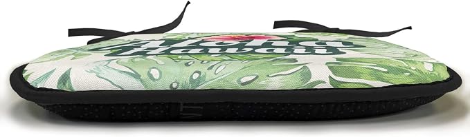 Lunarable Hawaiian Chair Cushion Pads Set 12, Monstera Leaves Tropic Plants Leaves Humid Weather Summer Travel Destination, Anti-Slip Seat Padding for Kitchen & Patio, 16"x16", Green Pink Cream