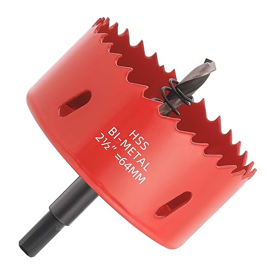 2-1/2 inch Bi-Metal Hole Saw Drill Bit - Ideal for Circular Cuts in Wood, Plastic, and Sheet Metal - 1-3/16" Cutting Depth - Includes Arbor and Pilot Bit