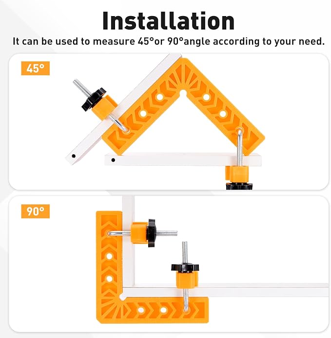 HARFINGTON 4Pcs Corner Clamp 90 Degree 3/4" Right Angle Clamp Set for Woodworking, ABS Plastic Positioning Square Tool for Picture Frame Box Cabinets Drawers, Yellow