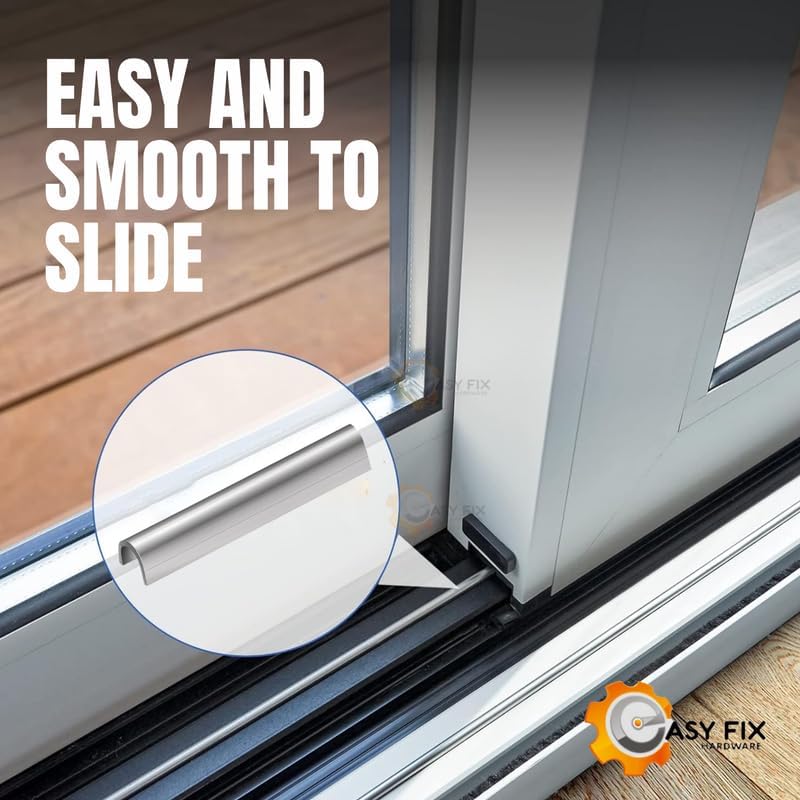 Easy Fix Hardware Snap On Repair Track Cover 1/4" for Sliding Patio Glass Doors | Sliding Door Repair Replacement Hardware Repair Stainless Steel | Fix Sliding Glass Door- 4 Feet (Pack of 2)