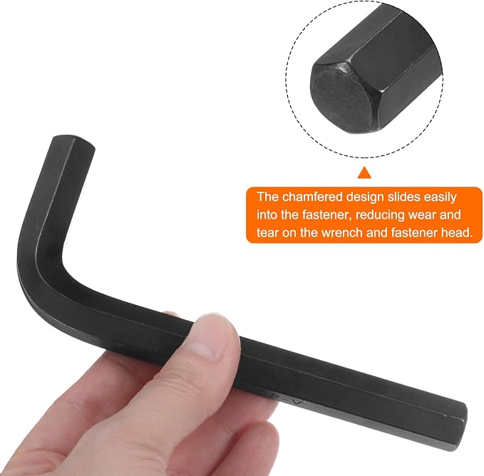 HARFINGTON 10pcs Hex Key Wrench 1/2" L-Shape Hexagon SAE Wrenches Chrome Vanadium Steel Repairing Tool for Home Repair, Black