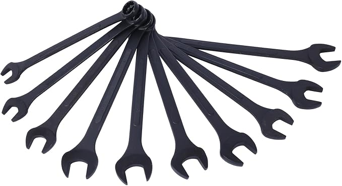 10-piece Jumbo Wrench Set, 34-50mm Large Combination Wrench Set, Metric Black Oxide Finish with Pouch | 34, 36, 38, 41, 42, 44, 45, 46, 48, 50mm sizes, Extra Large Combination Wrench Sets with Pouch (10PC-Metric)