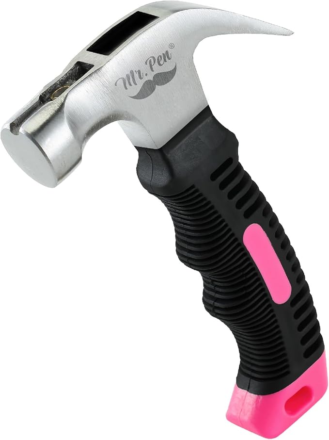 Mr. Pen- Claw Hammer, 8oz, Pink, Magnetic, Small Claw Nail Hammer for Women for Camping, Wood Working, House Repairs, Claw, Stubby, Tack