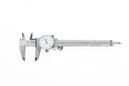 PEC Dial Caliper 0-6 Inch, Stainless Steel Precision Measuring Tool with Shock-Proof Dial, High Accuracy ±0.001"