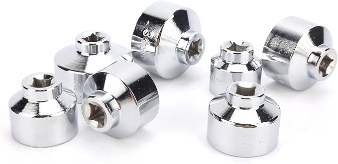 Brilluxa Oil Filter Wrench, 7Pcs Socket Cap Removal Tool Set 24 27 29 30 32 36 38mm for Automotive Paper Cartridge Housings