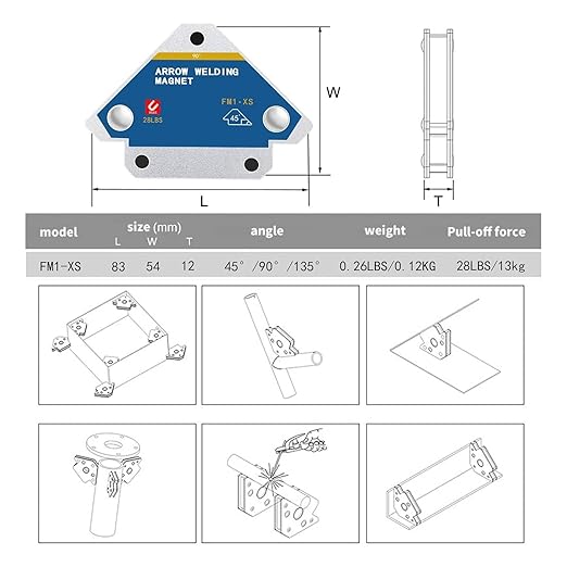 28lb Welding Magnets, Heavy Duty Magents Holder, 4Pcs 3" Strength Strong Magnetic Clamps Arrow Holder Metal Working Mig Tools and Equipment 45, 90, 135 Degree Angle in Soldering, Marking Off, Pipe
