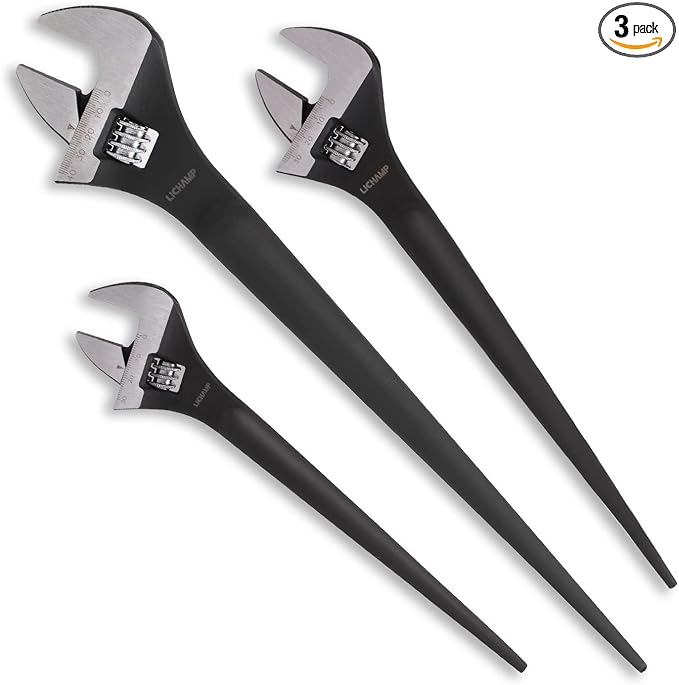 Lichamp 3-Pack Adjustable Construction Spud Wrench Set 10 12 16 Inches