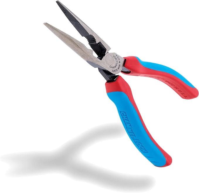 CHANNELLOCK 326CB 6-inch CODE BLUE XLT Combination Long Nose Pliers with Cutter, Made in USA, Forged High Carbon Steel