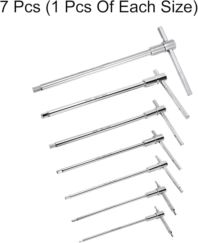HARFINGTON 7pcs Sliding T-Handle Hex Key Wrench Set 2.5mm-10mm Metric 3-Way Free Sliding Handle Sleeves for Home Repair