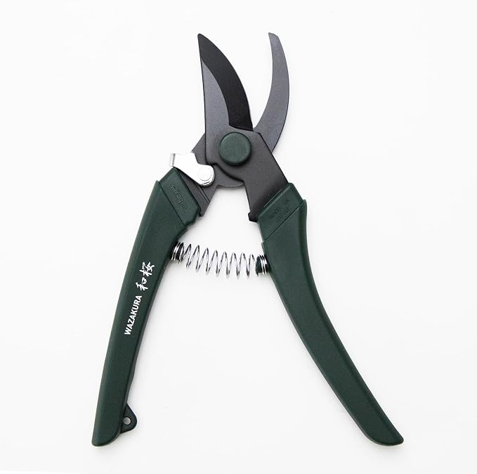 Wazakura Black Blade Pruning Shears - Carbon‑Reinforced Fluorine Coated, Ultra‑Sharp Clean Cuts for Flowers & Branches up to 1cm, Japanese Professional Garden Shears