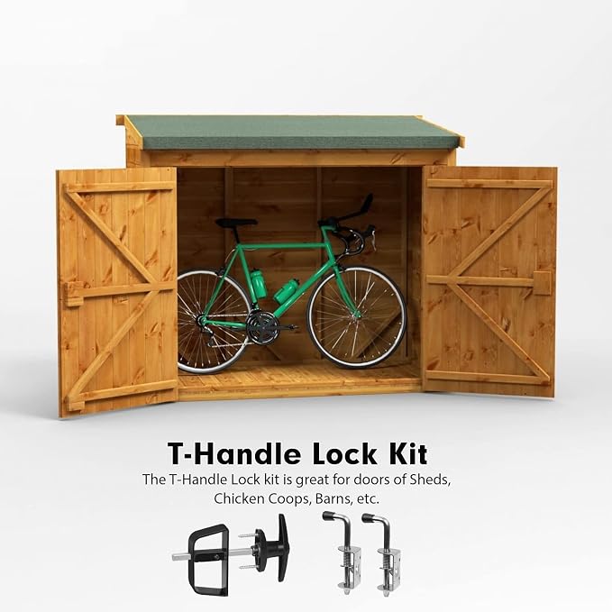 5 Keys Double Door Shed Hardware Kit - Includes Barrel Bolt, Latch, and Double Door Hardware for Easy Installation for Gates, playrooms，Added Protection and Versatility