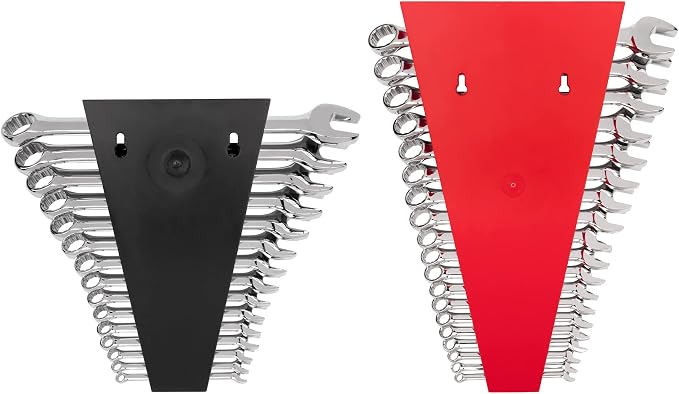 TEKTON Combination Wrench Set, 34-Piece | WCB91301 | (1/4 - 1 in., 6 - 24 mm), Wrench Rack, Chrome Finish
