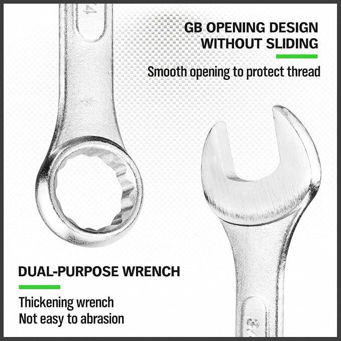 SWANLAKE GARDEN TOOLS 26-Piece Combination Wrench Set with Roll-up Pouch, SAE 1/4” - 1”, Metric 8mm - 24mm, Perfect for General Household, Garage, Auto Repairs and Travel Emergency