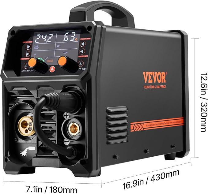 VEVOR Pro MIG Welder, 200A Pluse Mig Welding Machine, 5-in-1 Multi-Functional Welder Machine MIG Pluse/Gas MIG/Flux Core MIG/Stick/Lift TIG, 110V/220V Dual Voltage Aluminum Mig Welder with LCD Display