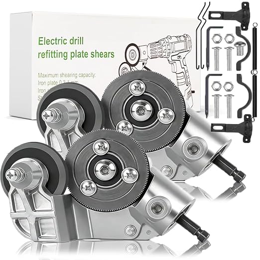 Titanium Drill Nibbler – Sheet Metal Cutting Tool,Sheet Metal Cutter Drill Attachment,Electric Drill Plate Cutte Attachment with Adapter,for Iron, White Sheet, Steel, Copper, Aluminum (2SET)