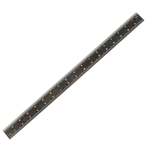 PEC Tools 18-Inch Rigid Stainless Steel Metal Ruler, High-Contrast Black Chrome Finish, 3R Graduation (1/32", 1/64", 1/10", 1/50"), Fully Hardened and Tempered, Made in USA
